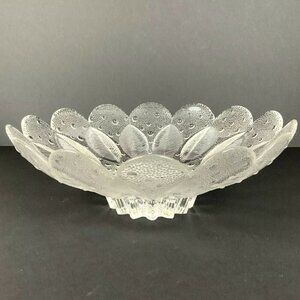Lausitzer Glas Lead Crystal Bowl Medea Dew Drop Leaf Design 10 inch German